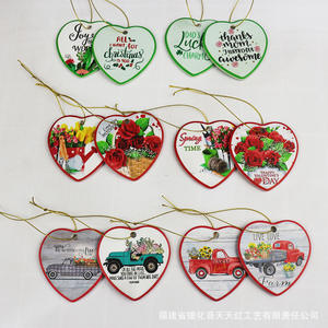 Pendentif en céramique en forme de cœur, imprimé UV double face, brillant, ornement de Noël, cadeau d'entreprise directement de l'usine - Product Image 4