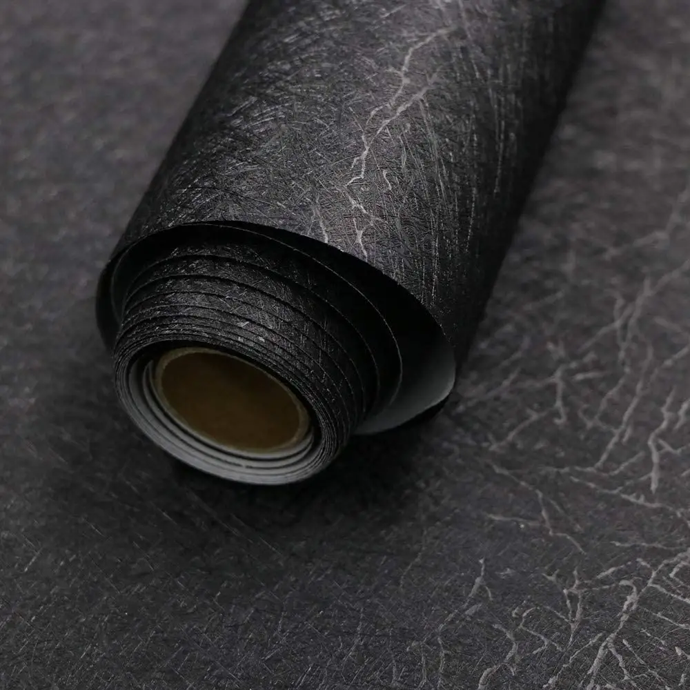 Black Silk Embossed Self Adhesive Peel and Stick Wallpaper Removable Kitchen PVC Vinyl Textured Wallpaper For Home Decoration