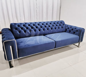 เฟอร์นิเจอร์ห้องนั่งเล่นสไตล์ตุรกีผ้ากำมะหยี่ที่ทันสมัยโซฟานอนแบบแบ่งส่วนพร้อมเก้าอี้ปีก - Product Image 2