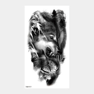 Adesivo del tatuaggio animale a mezzo braccio grande immagine leone tigre lupo trasferimento dell'acqua del tatuaggio adesivo - Product Image 3