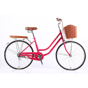 <span class=keywords><strong>Vélo</strong></span> de ville classique rétro 24/26 pouces en acier à une vitesse avec siège arrière et panier avant pour femmes adultes - Product Image 4