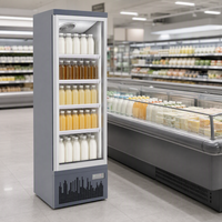 Vitrine réfrigérée verticale à porte vitrée simple, modes de refroidissement et de congélation, contrôle intelligent de la température pour usage commercial