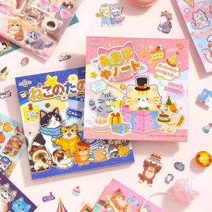 Livre d'autocollants découpés à la forme <span class=keywords><strong>de</strong></span> chat mignon, thème Kawaii, 30/60 feuilles, fournitures <span class=keywords><strong>de</strong></span> décoration pour scrapbooking fait main DIY - Product Image 1