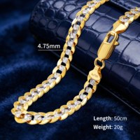 Collier Chaîne Cubaine Hiphop Personnalisé en Or Massif 18K Au750, Bicolore, Chaînes à Maillons de Clavicule, Bijoux Colliers