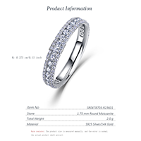 Bague éternité en argent sterling S925 pavée de moissanite double rangée 0,96 CTW, empilable, pour femme
