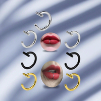 Faux piercing de nez, fausses bagues de lèvre, fausses bagues de nez à clipser, bijoux de lèvre en acier inoxydable pour femmes et hommes