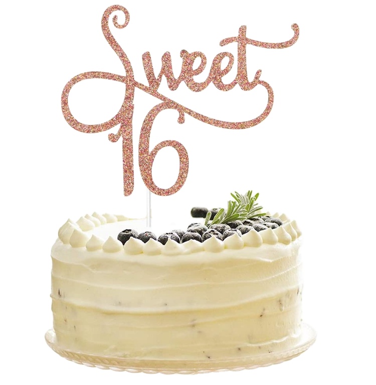 Topper Per Torta 11° Compleanno Oro Rosa Glitter – Set Con 1 Topper 15x13 Cm + 8 Decorazioni Per Cupcake, Per Ragazze E Ragazzi - 2