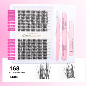 Kit de Clusters de Cils Naturels Doux et Volumineux Faits à la Main en Gros, Plateau de Clusters de Cils Marque Privée Style DIY - Product Image 1