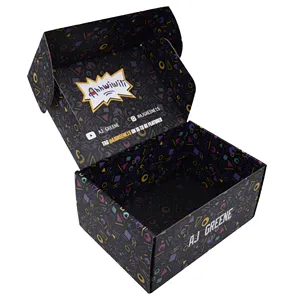 사용자 정의 구독 로고 인쇄 제품 배송 블랙 매트 종이 골판지 우편 선물 포장 우편물 상자