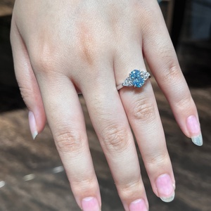 Qinglong Jewelry Custom 10K14K18K White Gold Synthetic Gemstones Classic Oval Cut 1ct Wedding & Party Fashion <b>Ring</b> for Women - Product Image 3