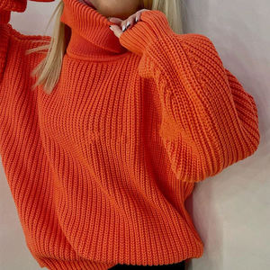 Pull ample chaud et épais Vintage <span class=keywords><strong>col</strong></span> haut décontracté <span class=keywords><strong>col</strong></span> <span class=keywords><strong>roulé</strong></span> pulls pour femmes - Product Image 2