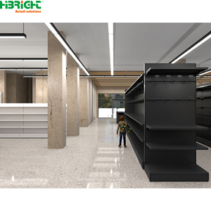 Highbright Retail Gondola <b>Shelves</b> 5-Tier Wood Solid Freestanding Heavy Duty Supermarket <b>Rack</b> with Back Vertical Display - Product Image 2
