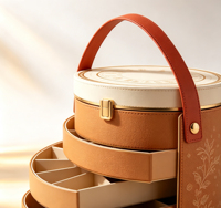 Boîte Cadeau Cylindrique Élégante Faite à la Main avec Plateaux Rotatifs pour Fruits Secs, Emballage Alimentaire Rigide Personnalisable avec Logo pour les Fêtes