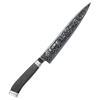 XINZUO Luxe DLC Coating M390 Damascus Poederstaal Vlees- en Slagermes met Lichtgewicht Handvat van Puur Koolstofvezel