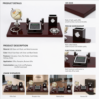 Ensemble d'accessoires de bureau 5 pièces couleur bordeaux, accessoires de décoration de bureau, accessoires de bureau pour la maison avec globe, horloge et bloc-notes