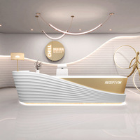 Comptoir de réception en bois moderne, durable et personnalisable, nouveau design, pour bureau, hôpital, école, hôtel, spa, salon de beauté