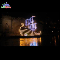 Grand voilier géant extérieur illuminé par LED 3D pour décoration de festival de vacances de qualité commerciale
