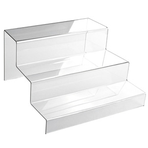 Présentoir Escaladé à 3 Niveaux en PS/Acrylique Transparent, Support de Vitrine en Forme d'<span class=keywords><strong>Escalier</strong></span>, Organisateur de Bureau Multi-Niveaux pour Expositions - Product Image 2