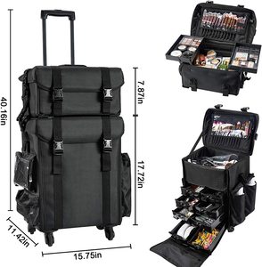 Malette de vernis à ongles 2 en 1 en nylon, <span class=keywords><strong>valise</strong></span> à roulettes avec fermeture éclair, outil de maquillage et de cosmétique pour artiste, idéal pour le voyage - Product Image 5