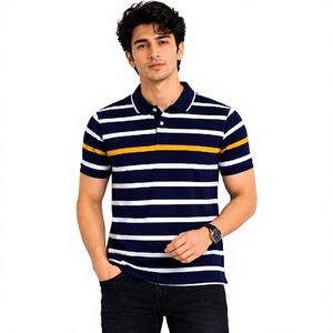 Polo de Algodón a Rayas para Hombre, Casual, Manga Corta, Transpirable, Tejido, para Golf, Corte Regular, Ropa de Verano, Venta al Por Mayor - Product Image 6