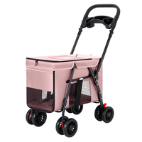 Poussette de luxe légère et pliable en métal et tissu pour chien et chat, 4 roues, multifonctionnelle, petite, portable, pour sorties d'animaux, pousser/tirer
