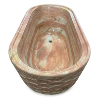 Baignoire autoportante ovale en marbre beige naturel, luxueuse, moderne, de style occidental, écologique, avec fonction bain à remous