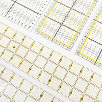 Règles de patchwork en acrylique carrées de 6 x 6 pouces, épaisseur de 3 mm, transparentes, avec lignes jaunes, pour projets de couture et de création de mode DIY