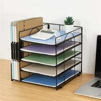 Organiseur de bureau personnalisable à 5 niveaux avec porte-documents, tiroir et porte-stylos, organiseur de bureau pour fournitures de bureau
