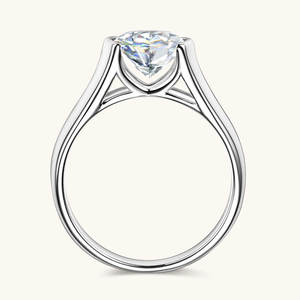 Hochwertige Runde 2CT VVS Moissanit-Ringe S925 Silber Vergoldet für Damen Hochzeit Verlobung Versprechen Fingerschmuck 12/15 - Product Image 3