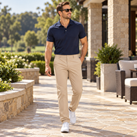 Celana Golf Kain Twill Stretch Jahitan Lurus Kancing Depan Saku Resleting Tersembunyi Produksi Khusus