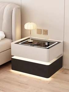 Xijiayi Smart Nightstand Light Luxury High Sense Solid <b>Wood</b> With Light New Bedroom <b>Bedside</b> Storage <b>Cabinet</b> Simple and Modern - Product Image 3