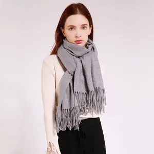 Wholesale 2024 Women Soft Thick Plain Winter Scarves Oversized Blanket Wool Cashmere Scarf Shawl Wrap