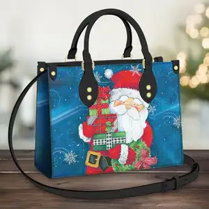 定制圣诞老人皮包女式提手包奢华信使手提包圣诞礼物女性购物者时尚手袋