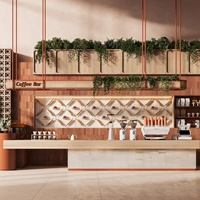 Comptoir de bar de café personnalisé, mobilier de magasin de restaurant, mobilier moderne de café, vitrine en bois avec éclairage LED