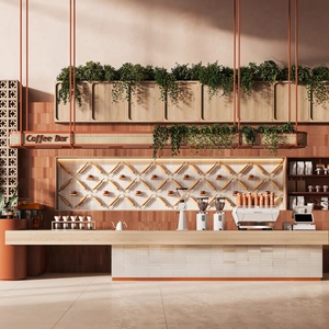 Custom Cafe Bar Counter Restaurant Shop Fixture Modern Coffee Shop Furniture Wooden Sweet Showcase with <b>LED</b> <b>Lighting</b> - Product Image 1