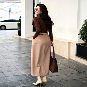 Jupe crayon plissée taille haute élégante pour femme CV167 – Idéale pour le bureau et les trajets quotidiens - Product Image 1