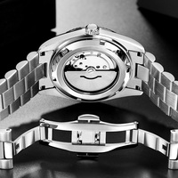 Montre mécanique automatique OEM 40MM, montre de plongée, cadran bleu, bracelet argenté 22MM, calendrier, femme, acier inoxydable, résistante à l'eau