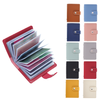 Dompet Kartu Bisnis Kulit PU Grosir Logo Kustom Cetak Sablon Penutup Ritsleting 26 Slot Kartu Penjepit Kartu