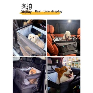 Siège de voiture pliable pour animaux de compagnie, siège rehausseur de voyage pour animaux avec ceinture de sécurité, coussin double face lavable et poche de rangement, produits pour chiens - Product Image 4