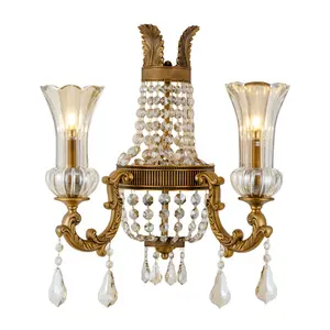 Hot sale European China supplier factory direct stylish led decorate brass crystal vintage wall lamp