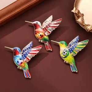 Broche HLC Colibri, Épinglette Mode Animale, Bijou Émaillé, Broche Aigle National Patriotique avec Strass en Cristal - Product Image 4
