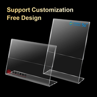 Support de menu de table en forme de L transparent en gros personnalisé, support d'affichage transparent, support de menu en acrylique