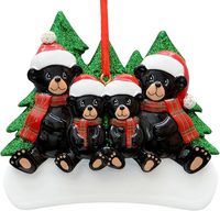 Ornement de Noël Ours Noir 2027 |   Cadeau personnalisé pour une famille de 4 personnes