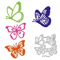 Nouvelles matrices de découpe en métal 3D en forme de papillon, pochoirs pour gravure et gaufrage pour scrapbooking et cartes DIY - Design floral argenté