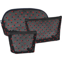 Ensemble de trousses de maquillage tendance en nylon respirant à pois, plusieurs tailles, avec fermeture éclair, pochettes de rangement portables pour le voyage, pour femmes, usage quotidien