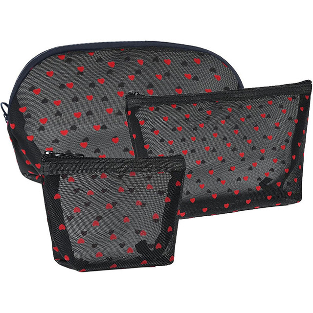 Polka Dot Breathable Nylon Mesh Fashion Cosmetic Bag Set Multi Sizes Zipper Portable Travel Makeup Storage Pouches Ladies Daily