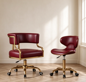 Professional Modern Salon Client Chair Technician <b>Stool</b> Set PU Leather Heavy Duty Gold Base Multi-Color Manicure Nail <b>Wheeled</b> - Product Image 5