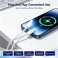 Câble de charge tressé premium 2 en 1 |   Câble USB C vers Type C L |   Câble tressé durable de 1 m avec charge rapide PD 60W |   Bureau de voyage