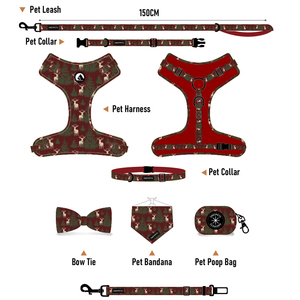 Correa de collar de perro de estilo navideño personalizable diseño personalizado estampado suave acolchado neopreno arnés de perro conjunto de correa - Product Image 2