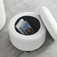 Fauteuil compact moderne capitonné en tissu avec ottoman de rangement intégré, chaise d'appoint rembourrée en peluche pour salon et chambre, idéale pour petits espaces